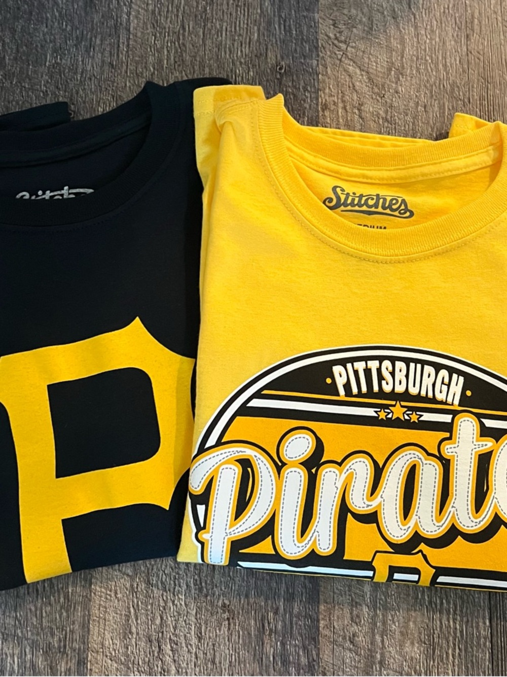 Stitches Yellow and Black Pittsburgh Pirates Graphic Tees